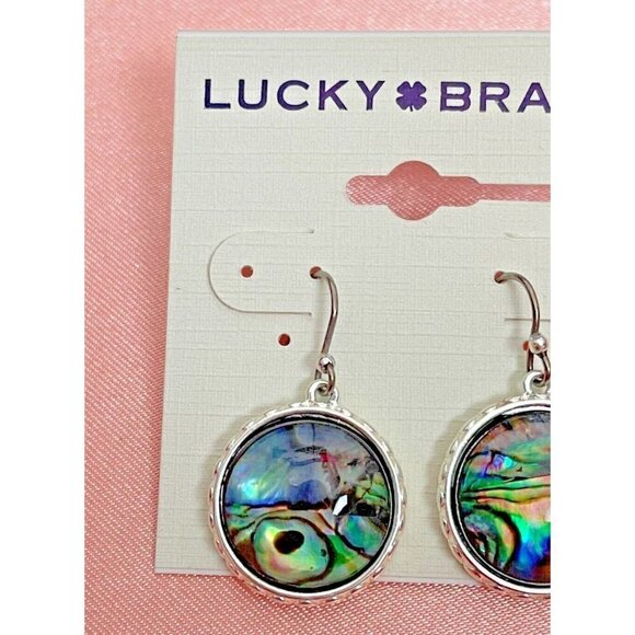 Lucky Brand Abalone Circle Silver -Tone Drop Earrings - Picture 2 of 4